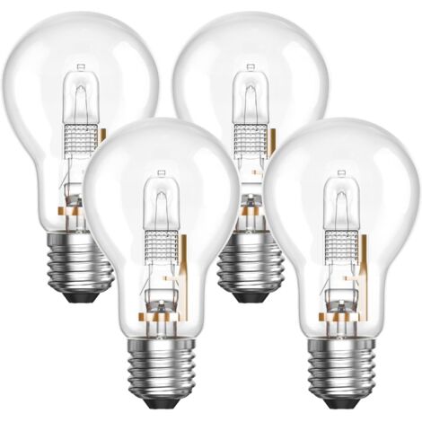 Ampoule Halogène E27 A55 100W Dimmable, AC220-240V, Blanc Chaud 2700K, Transparent Ampoule Globe E27 Halogene pour Plafonnier, Lampe de bureau, Applique, Lampadaire,4Pack