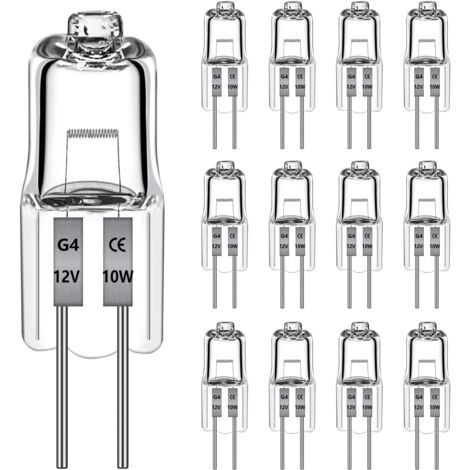 Ampoule Halogène G4 - 12 Pièces - 10W 12V - Blanc Chaud 2700K - Dimmable - Pour Lustre Et Hotte