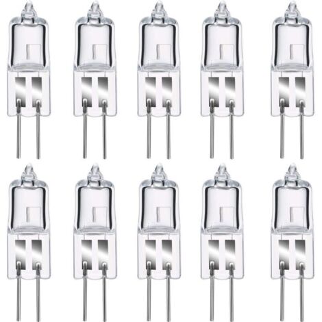 Ampoule halogène G4 20W 12V dimmable – Lumière blanche chaude 2800K – Lot de 10 ampoules capsules – Efficacité énergétique classe C