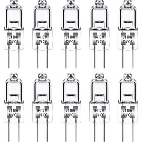 Ampoule Halogene G4, Ampoule G4 12V 10W, blanc chaud 3000K, 150LM, Intensité Variable, LampeHalogene G4, Lampe à Capsule Transparente, paquet de 10