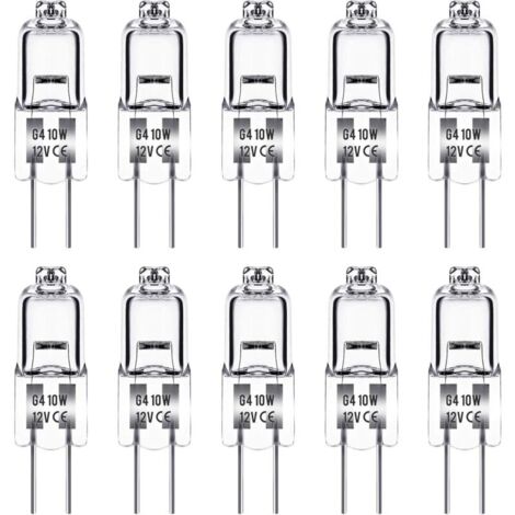 Ampoule Halogene G4, Ampoule G4 12V 10W, blanc chaud 3000K, 150LM, Intensité Variable, LampeHalogene G4, Lampe à Capsule Transparente, paquet de 10