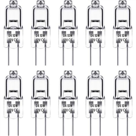 Ampoule Halogene G4,  Ampoule G4 12V 10W, jaune chaud, 150LM, Intensité Variable, LampeHalogene G4, Lampe à Capsule Transparente, paquet de 10