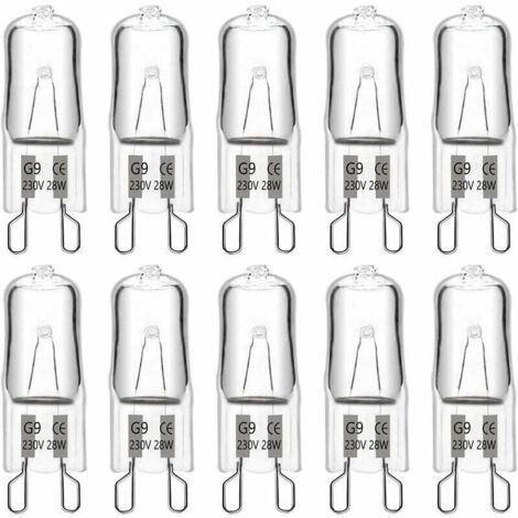 Ampoule halogène G9 28 W 230 V, 370 lm 2700 K blanc chaud à intensité variable, ampoules à capsule G9, pour lustres, éclairages de paysage, appliques murales, éclairage d'armoire, lot de 10 zhuoxuan