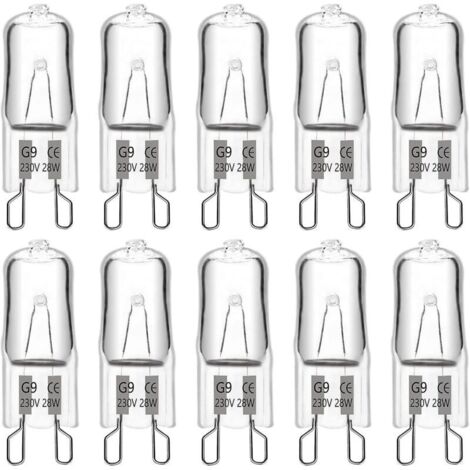 Ampoule halogène G9 28 W 230 V, 370 lm 2700 K blanc chaud à intensité variable, ampoules à capsule G9, pour lustres, lumières de paysage, appliques murales, éclairage d'armoire, Pack O