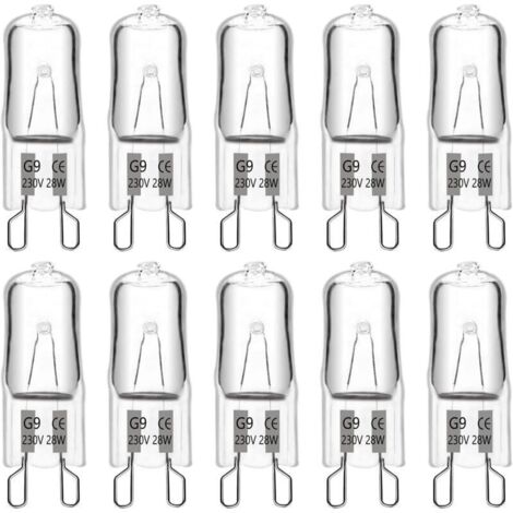 Ampoule Halogene G9 28W 230V, 370LM 2700K Blanc Chaud Dimmable, G9 Ampoules Capsule, pour Lustres, Lampes de Paysage, Appliques Murales, Éclairage d'armoire, Lot de 10