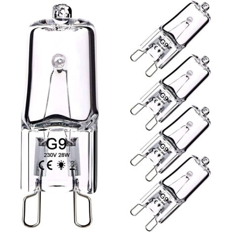 Ampoule Halogene G9 28W 230V, 370LM 2800K Blanc Chaud Dimmable, Lampe à Capsule Transparente pour lustres, lampes d'armoire, lampes de paysage, appliques murales(pack de 5)