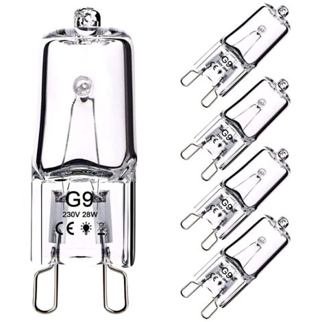 Ampoule Halogene G9 28W 230V, 370LM 2800K Blanc Chaud Dimmable, Lampe à Capsule Transparente pour lustres, lampes d'armoire, lampes de paysage, appliques murales(pack de 5)