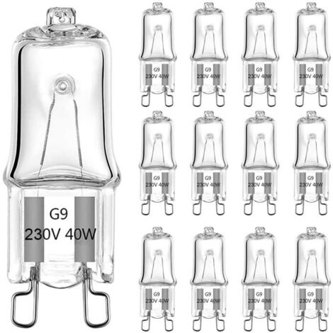 Ampoule halogène G9 42W 230V, pour four à 300°C, blanc chaud 2800K, sans scintillement, gradable à 10%.