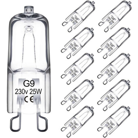ampoule halogène G9 T4 25W dimmable, blanc chaud, pour lustres, lampes d'armoire, lampes de paysage, appliques murales, (pack de 10)