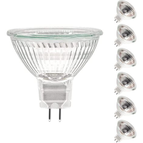 Ampoule Halogène GU5.3 35W 12V, Ampoule MR16 Dimmable 420LM 2700K Blanc Chaud, Ampoule Halogene 2 Broches Couvercle en Verre pour Plafonnier, Pack de 6