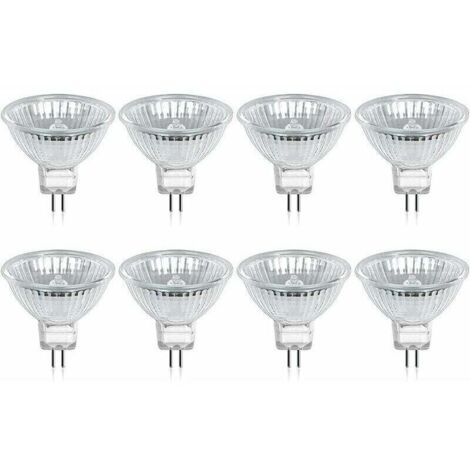 Ampoule Halogène GU5.3 MR16 35W 12V Blanc Chaud 2800K Dimmable, Couvercle en Verre 400 Lumens 2 Broches Spot de Remplacement, Paquet de 8