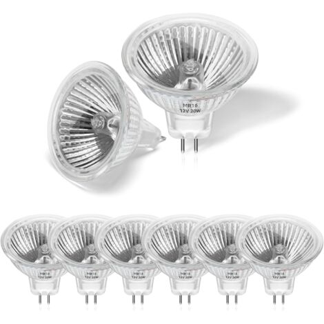 Ampoule Halogène MR16 - Lot de 8 - 20W 12V GU5.3 - Dimmable Blanc Chaud - Pour Plafonnier Encastré