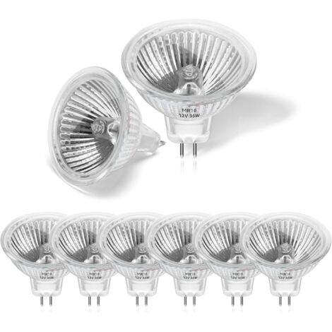 Ampoule Halogène MR16 - Lot de 8 - 35W 12V GU5.3 - Dimmable Blanc Chaud 2800K - Pour Plafonnier Encastré