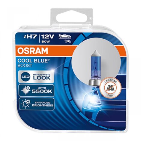 Ampoule halogène Osram H7 12V 80W PX26d Cool Blue Boost 5500K/2 pièces.