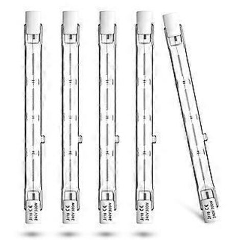 Ampoule halogène R7s 300 W 118 mm - Projecteur halogène linéaire blanc chaud 2800 K, pour éclairage de sécurité et paysager, lot de 5