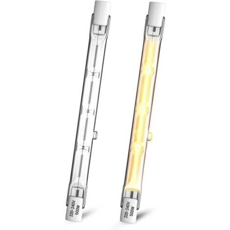 Ampoule Halogène R7s 500W 118mm Dimmable Blanc Chaud 2800K Projecteur Linéaire Double Extrémité Lot de 2