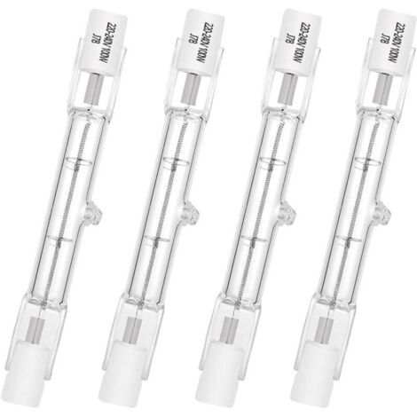 Ampoule halogène R7S 78 mm 120 W, 230 V, type J, double culot, pour éclairage paysager, sécurité, éclairage public, blanc chaud (4 pièces)