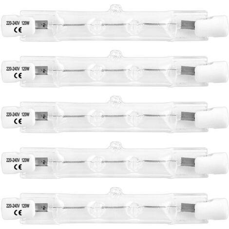 Ampoule Halogène R7s 78mm 120W Dimmable, 1800LM Blanc Chaud 2700K, AC220-240V, Projecteur à Double Extrémité R7s pour Plafonniers, Lumière de travail de sécurité, Éclairage paysager, 5 pièces