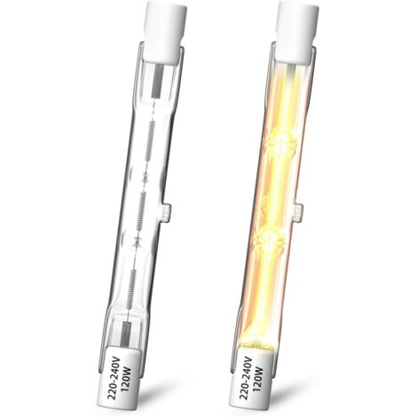 Ampoule Halogène R7s 78mm - Lot de 2 - 120W Blanc Chaud - Dimmable CRI80 - Pour Projecteur et Plafonnier
