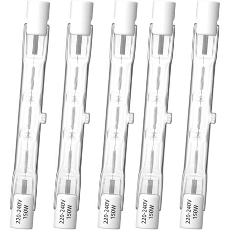 Ampoule Halogène R7S 78mm - Lot de 5 - 150W Dimmable - 2100lm Blanc Chaud - Pour Projecteur et Éclairage Sécurité