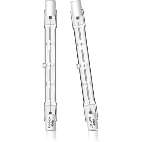 Ampoule Halogène R7s - Lot de 2 - 400W 118mm - Dimmable 2700K - Pour Projecteur Et Sécurité