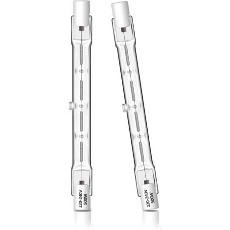Ampoule Halogène R7s - Lot de 2 - 500W 118mm - Dimmable 2700K - Pour Projecteur Et Sécurité