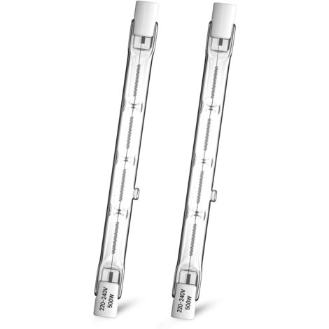 Ampoule Halogène R7s - Lot de 2 - 500W 118mm - Dimmable Blanc Chaud - Projecteur Linéaire - Intérieur Extérieur