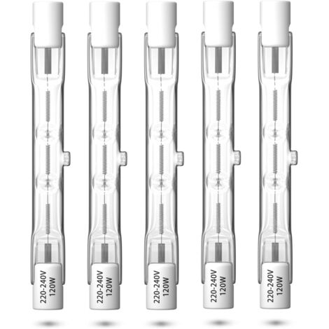 Ampoule Halogène R7s - Lot de 5 - 120W 78mm - Dimmable Blanc Chaud - Pour Projecteur Et Plafonnier