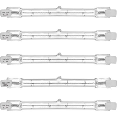 Ampoule Halogène R7S - Lot de 5 - Verre T3 118mm - 300W 230V - Blanc Chaud 2800K
