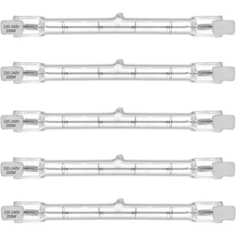 Ampoule Halogène R7S - Lot de 5 - Verre T3 - 200W Dimmable - Éclairage Intérieur - 118mm