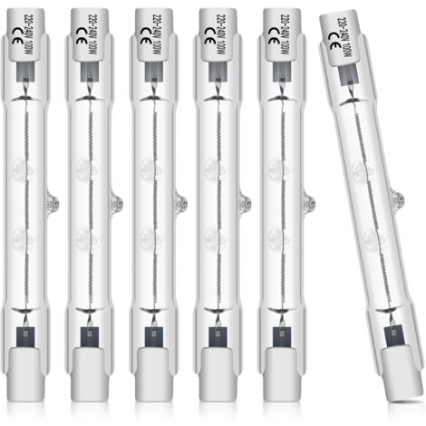 Ampoule Halogène R7s - Lot De 6 - 100w 230v - Dimmable 2800k - Pour Projecteur Et Lampadaire - 78mm