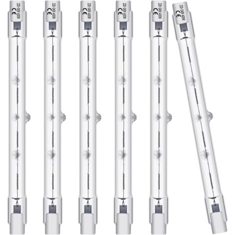 Ampoule Halogène R7s - Lot de 6 - 118mm 400w - Dimmable 3400lm - Éclairage Travail et Sécurité - Blanc Chaud