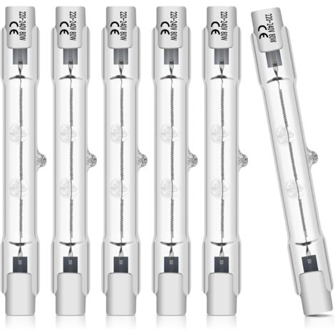 Ampoule Halogène R7s - Lot De 6 - 78mm 80w - Dimmable 3000k - Pour Projecteur Et Lampe