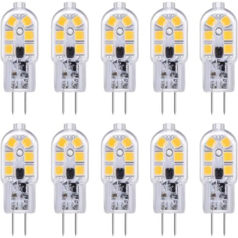 Ampoule Hotte Aspirante G4 LED 12V 2W Blanc Froid 6000K, 200LM, Équivalent Halogène G4 Bi-pin , LED Lampe G4 12V AC/DC pour Camping Car/Hotte Cuisine, non-dimmable, lot de 10 [Classe énergétique A+]