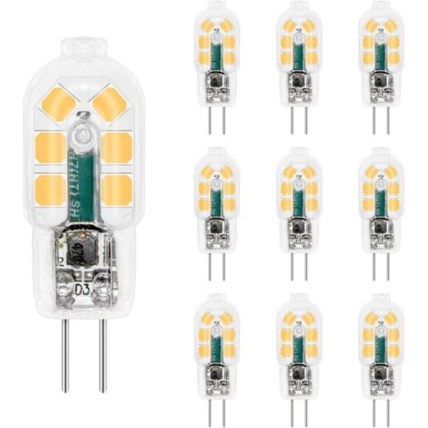 Ampoule Hotte Aspirante G4 LED 12V 2W Blanc Froid 6000K, 200LM, Halogène G4, LED Lampe G4 12V AC DC pour Camping Car/Hotte Cuisine, non-dimmable, lot de 10 [Classe énergétique A+]