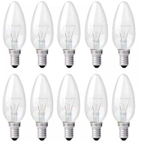 Ampoule Incandescence Bougie E14 40W 230V, Ampoule Flamme E14, Dimmable Blanc Chaud 2700K, 400LM, C35 Ampoule Transparent, Pour Lustre, Lampe de Bureau, Pack de 10