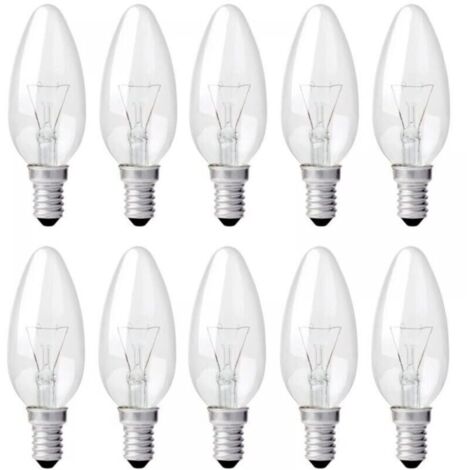 Ampoule Incandescence Bougie E14 40W 230V. Ampoule Flamme E14. Dimmable Blanc Chaud 2700K. 400LM. C35 Ampoule Transparent. Pour Lustre. Lampe de Bureau. Pack de 10