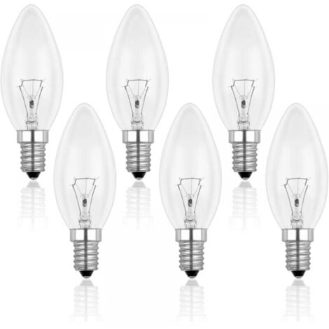 Ampoule Incandescence Bougie E14 60W 230V, Ampoule Flamme E14, Dimmable Blanc Chaud 2700K, 600LM, C35 Ampoule Transparent, Pour Lustre, Lampe de Bureau, Pack de 6