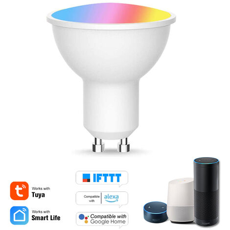 Ampoule WiFi,Ampoule LED Wifi Intelligente-6 W Multicolore Gradable Contrôle de la Lumière Contrôlé à Distance des Ampoules à DEL avec Alexa et Google Home Assistant GU10
