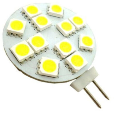 Ampoule Led 12 Smd 5050 G4, Connecteur à Broches, Lumière Froide 6 500 K, 1,2 W