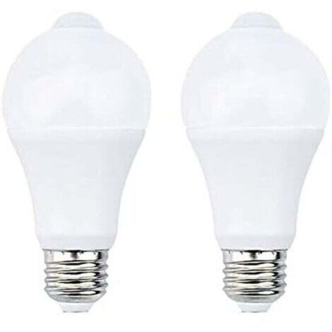 Ampoule LED 12W E27 avec détecteur de mouvement PIR - Lot de 2 - Blanc Froid 5700K