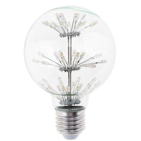 AMPOULE LED 3 W, LUMIÈRE CHAUDE, CONNECTEUR E27, SPHÉRIQUE, GLOBE, G95, ÉTOILE BRILLANTE, 2 700 K