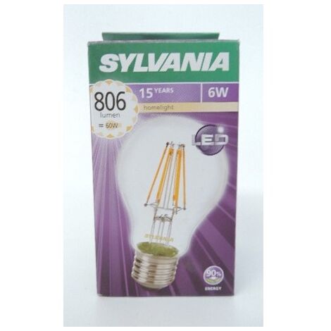 Ampoule LED 6W ronde A60 filament 2700K 806lm culot E27 230V non-dimmable claire TOLEDO RETRO SYLVANIA 0027128