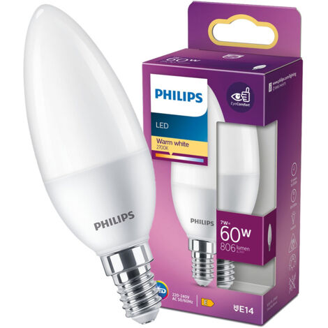 Ampoule LED 7W (60W) E14 2700K chaud 806lm Philips