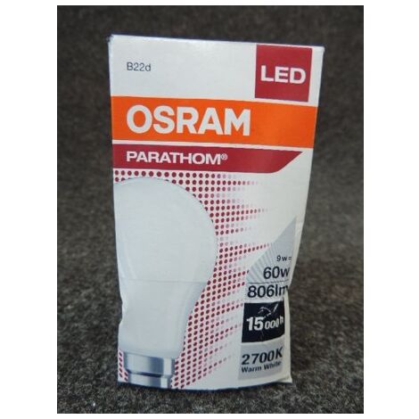 Ampoule LED 9W ronde A60 60x110mm 2700K 806lm 230V culot B22 non-dimmable Parathom OSRAM LEDVANCE 061637