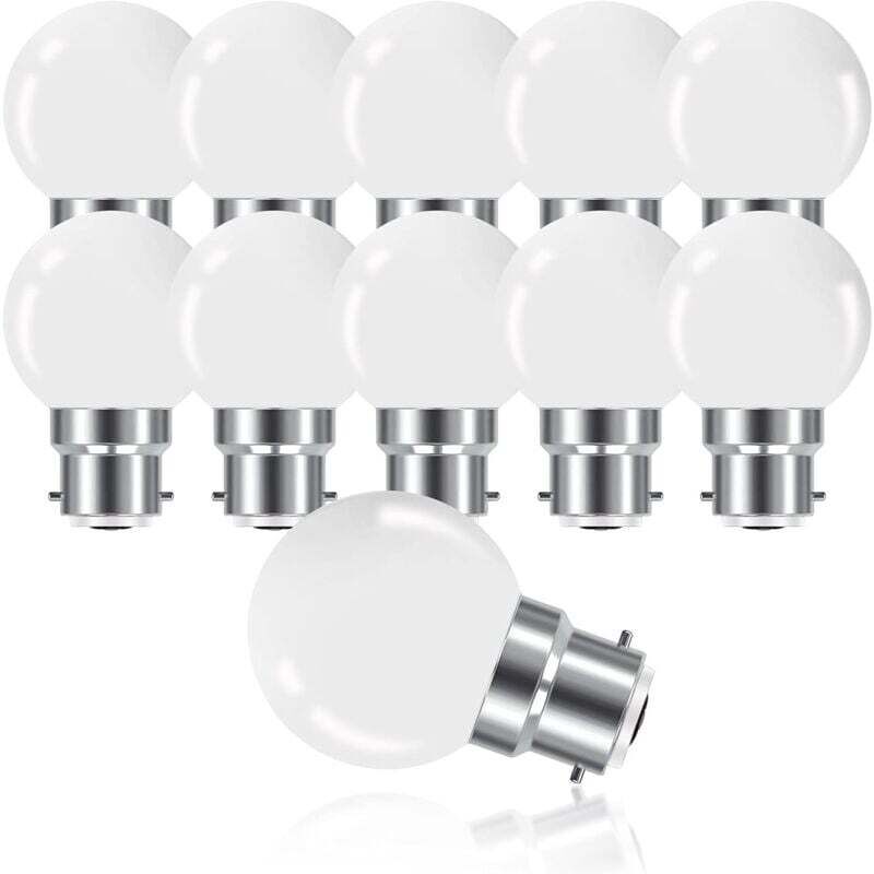 Ampoule LED à Baïonnette B22 3W,Ampoule Mini Globe Golfball B22 G45,Blanc Chaud 3000K,280LM,Non Dimmable,Lot de 10 [Classe énergétique G]