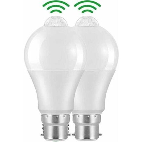Ampoule LED à baïonnette B22 avec détecteur de mouvement, 12 W, 1020 lm, blanc froid 6000 K, CIR 85, IP42, étanche, économie d'énergie, non dimmable