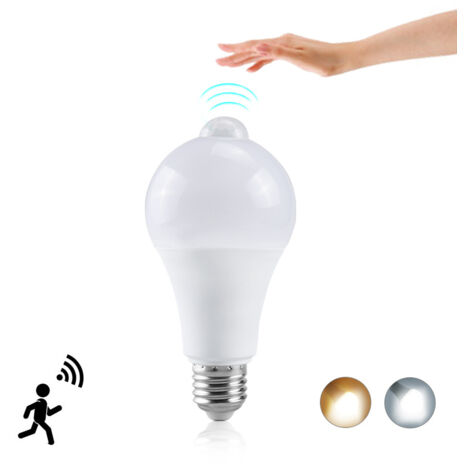 Ampoule LED à Détecteur de Mouvement PIR 20W E27, Blanc Froid 5700K, 85-265V, Lampe Auto Allumage pour Escalier Couloir