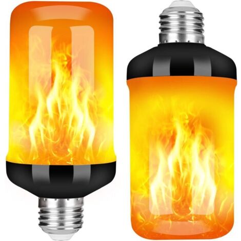 Ampoule LED à effet de flamme, 4 modes améliorés, lumières de décoration de Noël, feu vacillant, ampoule à flamme à base E26 avec effet à l'envers (paquet de 2)