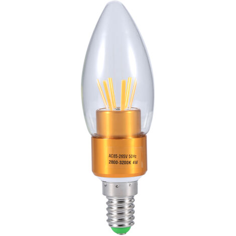 Ampoule LED à filament COB E14 4W 85-265V, ampoule bougie, économie d'énergie, culot doré, blanc chaud